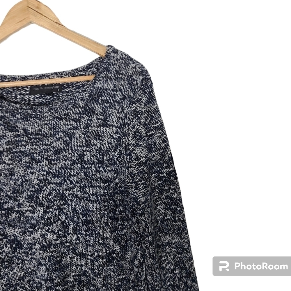 Rag & Bone Blue Chunky Knit Marled Wool Cashmere Blend Sweater Women's Size L - Picture 7 of 16